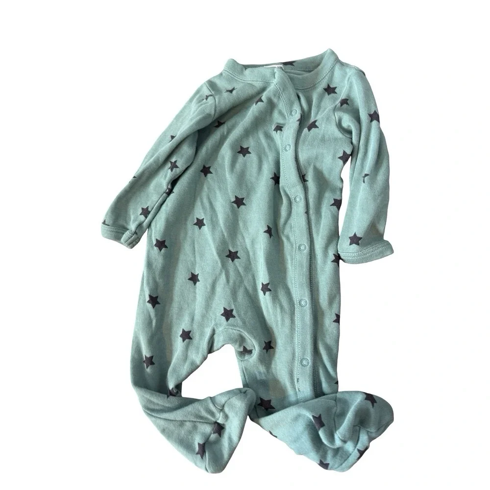 Lot of‎ 2 infant sleepers blue stars galaxy Nordstrom's teal stars 3 months 3-6